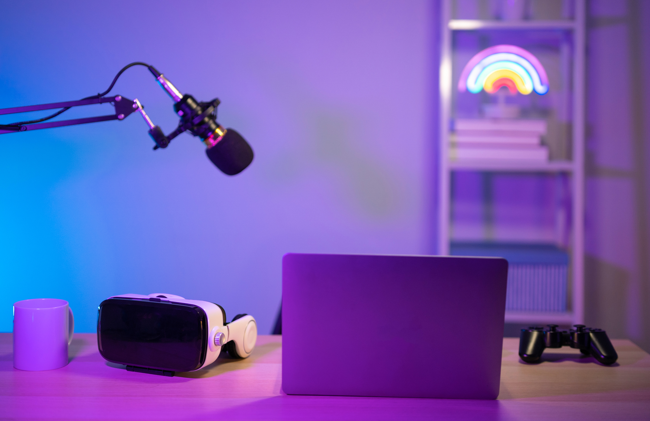 Computer and live Stream set for gaming and E-sports concept